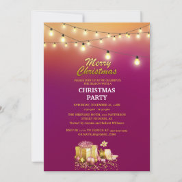 Simplistic String Light Christmas Party Einladung