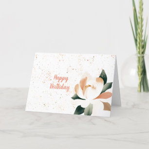 Simplistic Wassercolor Peony Speckled Birthday Karte