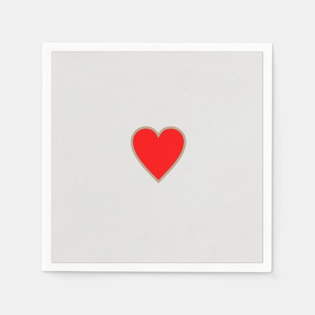 Simplistic White Napkin mit Red Heart Center Serviette (Vorderseite)