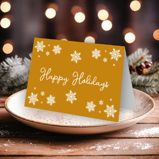 Simplistische Schneeflocken Happy Holidays Golden  Karte