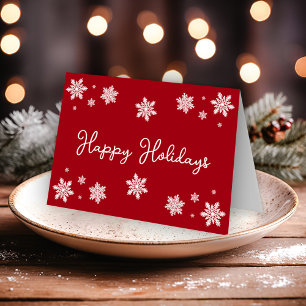 Simplistische Schneeflocken Happy Holidays Red Karte