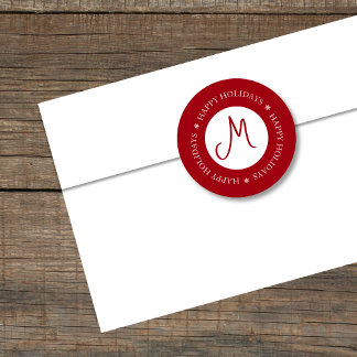 Simplistische Schneeflocken Happy Holidays Red Mon Runder Aufkleber