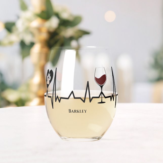 Simplistische schwarze Paws und Rotwein Weinglas Ohne Stiel (Insitu (Hochzeit))