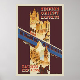 Simplon Orient Express Travel by Train Vintage Poster