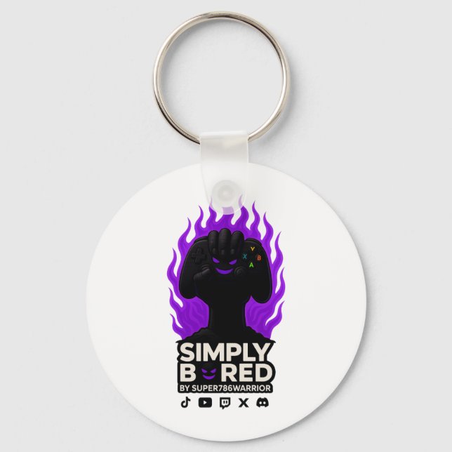 SIMPLY BORED Keychain – Purple Flame Edition 🔥🎮 Schlüsselanhänger (Vorderseite)