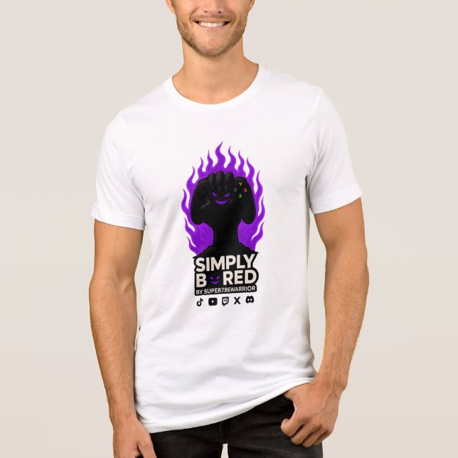 SIMPLY BORED Purple Flame Gaming T-Shirt 🔥🎮 Tri-Blend Shirt (Vorderseite)