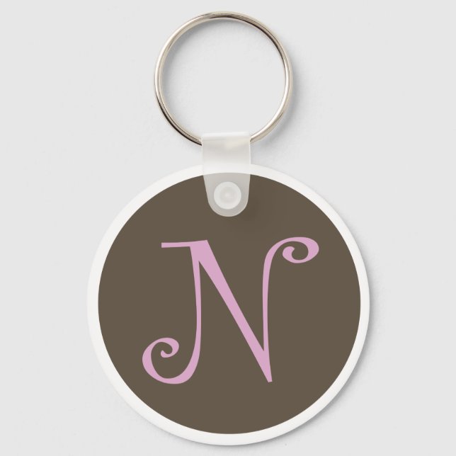 Simply Brown & Pink Keychain "N" Schlüsselanhänger (Vorderseite)