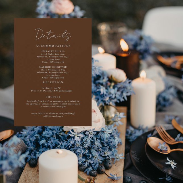 Simply Brown Wedding Details Enclosure Einladung (Von Creator hochgeladen)