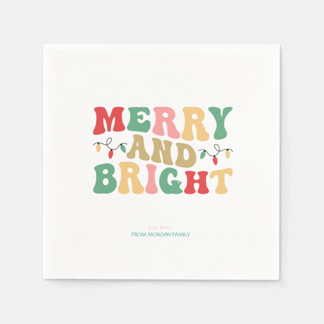 Simply Colorful Merry And Bright String Lights Serviette (Vorderseite)