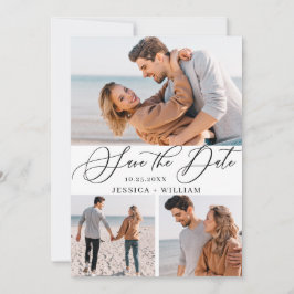 Simply Elegant 3 Photo Wedding Save The Date