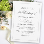 Simply Elegant Affair Wedding Invitation Einladung<br><div class="desc">A tasteful choice in wedding invitations, this design conveys a simple elegance in its text layout and style. A thin silver-grey lined border surrounds the elegant text template with a chic white and grey alabaster marble pattern on the back side of the invitation. It is a versatile choice for weddings...</div>