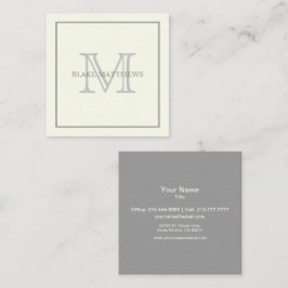 Simply Elegant Ivory Gray Custom Monogram Quadratische Visitenkarte