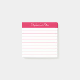 Simply Modern Cherry Red Personalized Lined Post-it Klebezettel