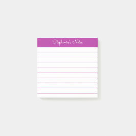 Simply Modern Dark Pink Personalized Lined Post-it Klebezettel