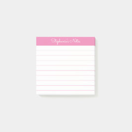 Simply Modern Pink Personalized Lined Post-it Klebezettel