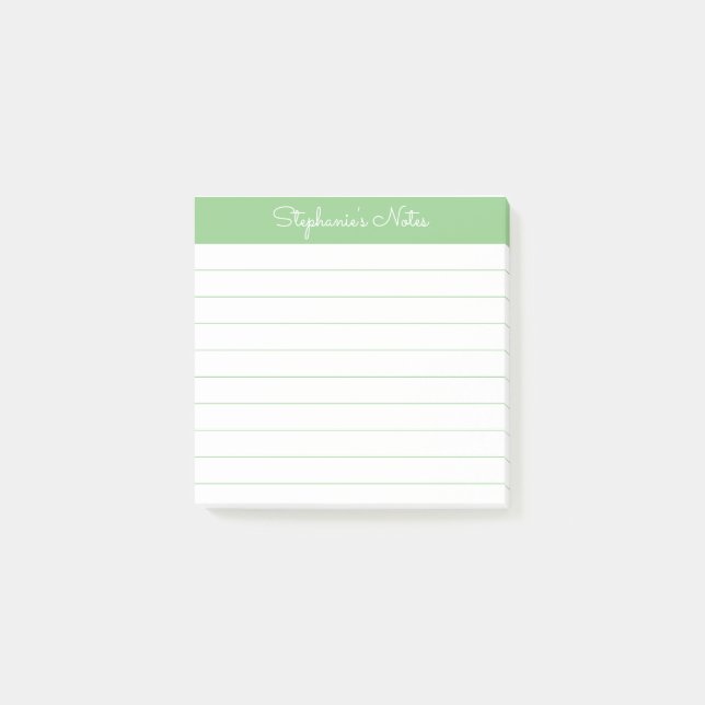 Simply Modern Sage Green Personalized Lined Post-it Klebezettel (Vorderseite)