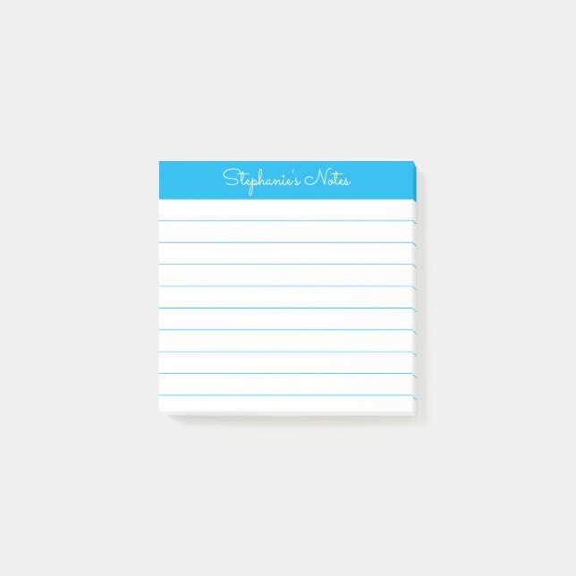 Simply Modern Sky Blue Personalized Lined Post-it Klebezettel (Vorderseite)