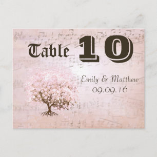 Simply Pink Heart Leaf Tree Numéro de table