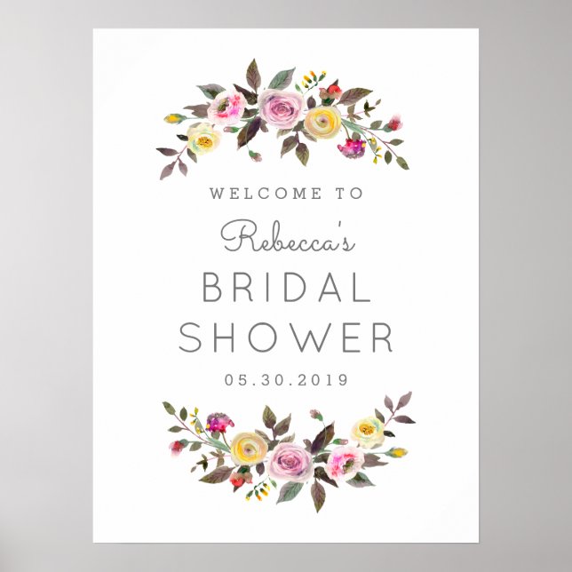 Simply Pretty Bridal Sign - Custom Size Poster (Vorne)