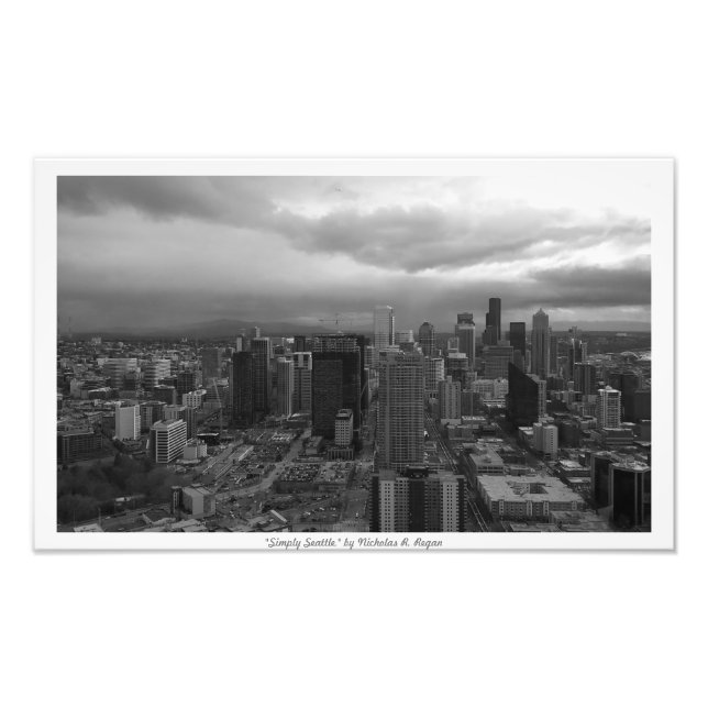 "Simply Seattle" Schwarz und Weiß Fotodruck (Vorne)
