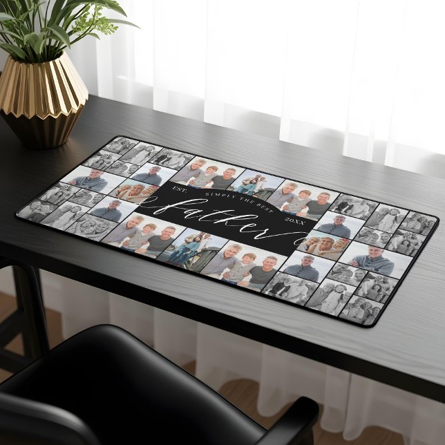 Simply The Best Father Personalize Photo Collage  Schreibtischunterlage (Simply The Best Father Personalize Photo Collage Desk Mat)