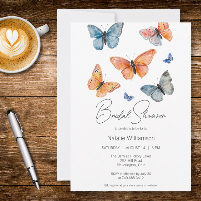 Simply Watercolor Butterflies Bridal Shower  Einladung (Von Creator hochgeladen)