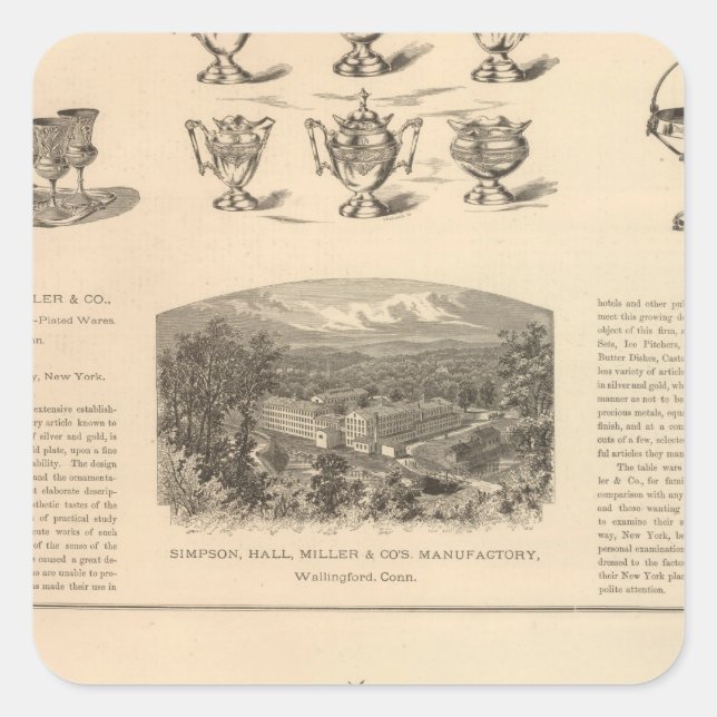 Simpson, Hall, Miller und Traveller Company Quadratischer Aufkleber (Vorderseite)