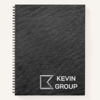 Simulated Black Leather Business Logo Notizbuch