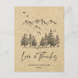 Simulated Kraft Paper Forest Mountains Vielen Dank Postkarte
