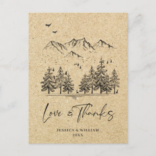 Simulated Kraft Paper Forest Mountains Vielen Dank Postkarte
