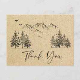 Simulated Kraft Paper Forest Mountains Vielen Dank Postkarte