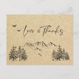 Simulated Kraft Paper Forest Mountains Vielen Dank Postkarte