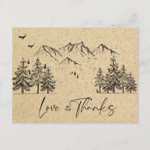 Simulated Kraft Paper Forest Mountains Vielen Dank Postkarte