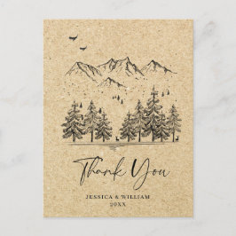 Simulated Kraft Paper Forest Mountains Vielen Dank Postkarte