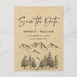 Simulated Kraft Paper Mountain Save the Date Postkarte