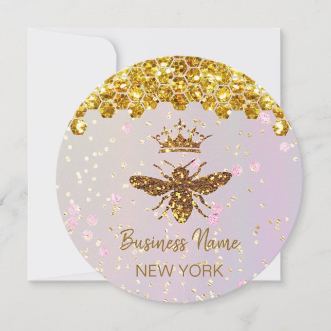 simulierte Glitzer-Biene Einladung (Vorderseite)