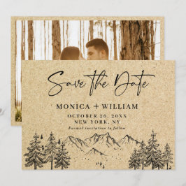 Simulierte Kraft Papier Hand Drawn Mountain Hochze Save The Date