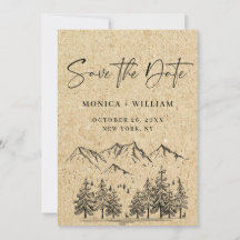 Simulierte Kraft Papier Hand Drawn Mountain Hochze