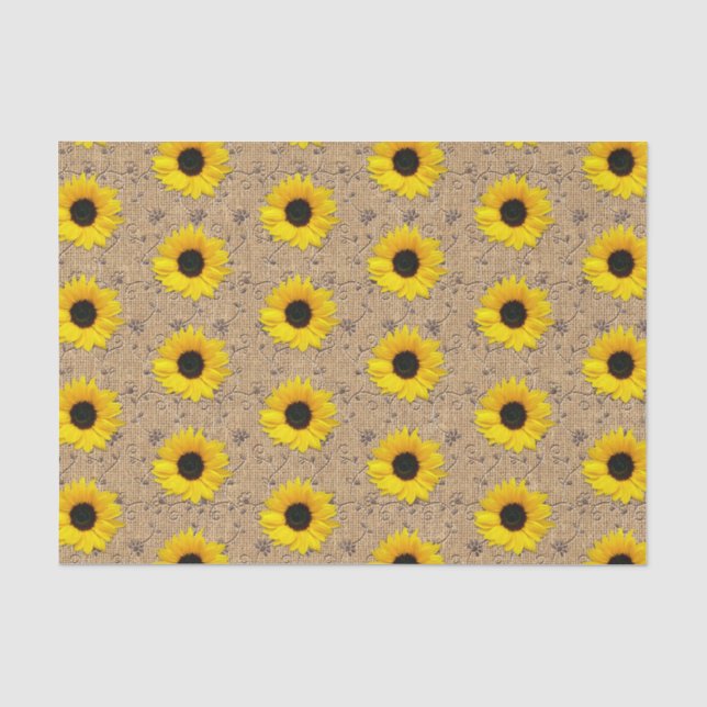 Simulierte Leinwand-Spitze-Gelb-Sonnenblume Seidenpapier (Vorderseite)