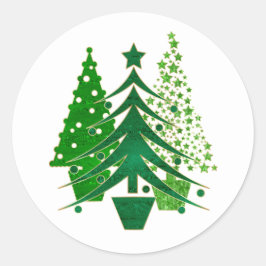 Simulierte Weihnachtsbäume für Grüne, Gold Foil Runder Aufkleber
