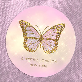 simulierter Glitzer-Schmetterling Runder Aufkleber