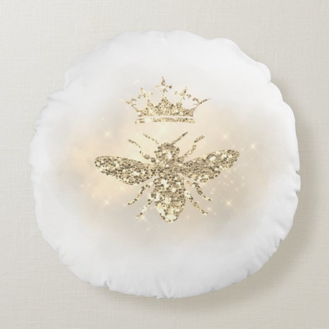 simuliertes Bienendesign des Glitzer Rundes Kissen (Vorderseite)