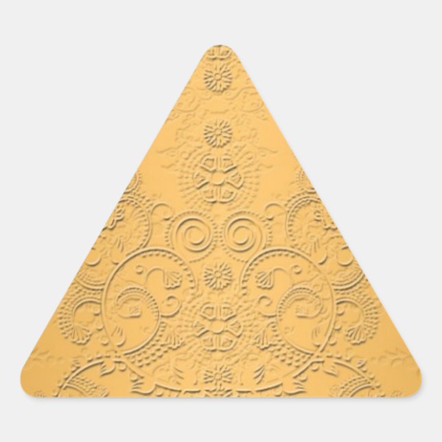 Simuliertes Gold mit Verziertem Design Dreieckiger Aufkleber (Vorderseite)