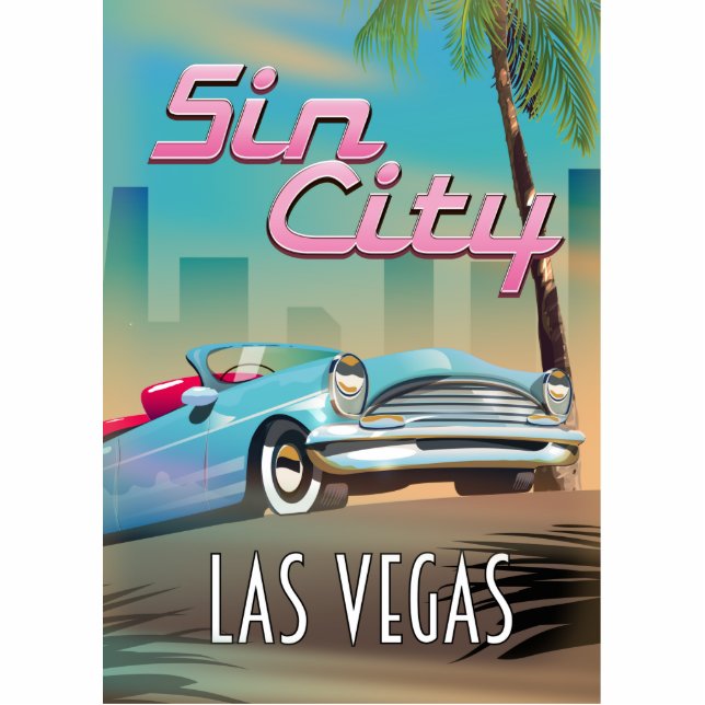 Sin City Las Vegas Reiseplakat Freistehende Fotoskulptur (Vorne)
