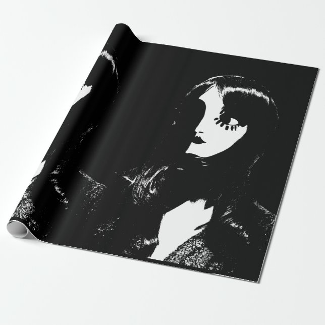 Sin City Style Woman - auf schwarzem Hintergrund Geschenkpapier (Ungerollt)