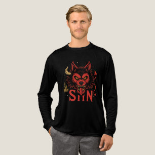 Sin Wolf T - Shirt - Fierce Devil Wolf Head Graphi