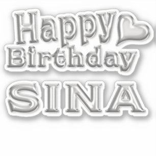 Sina Happy Birthday silver Aufkleber Sticker