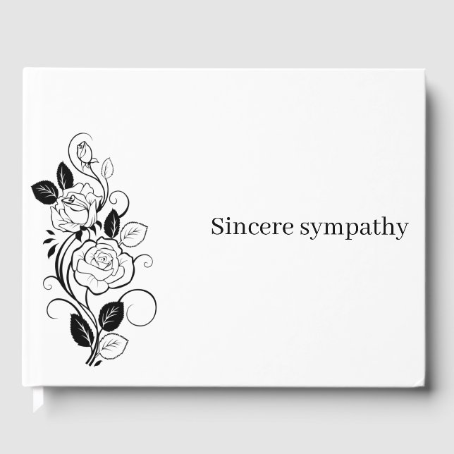 Sincere Beileid Black Blume Gästebuch (Vorderseite)