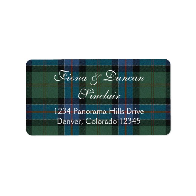 Sinclair Ancient Hunting Tartan Scottish Address Adressaufkleber (Vorne)