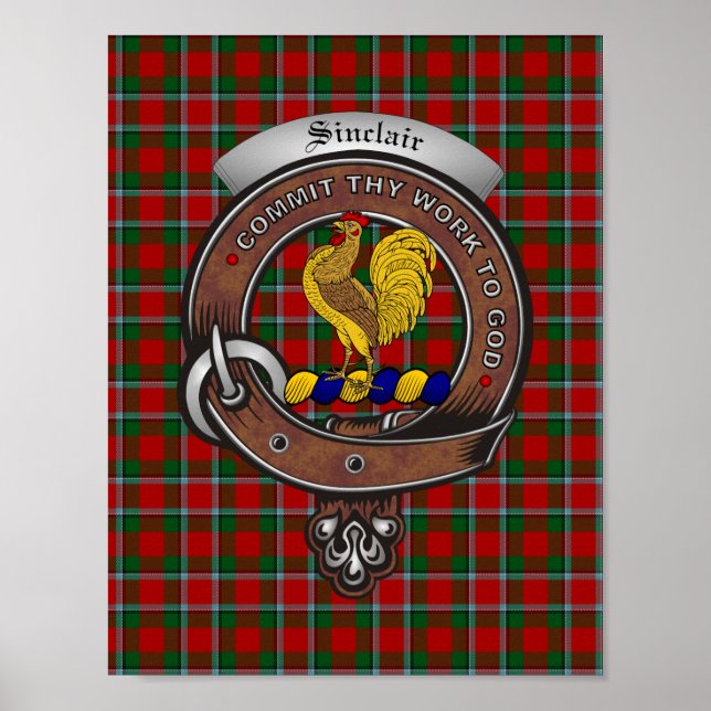 Sinclair Clan Abzeichen Poster 8.5x11 (Vorne)